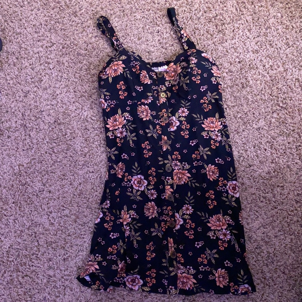 floral print black summer dress